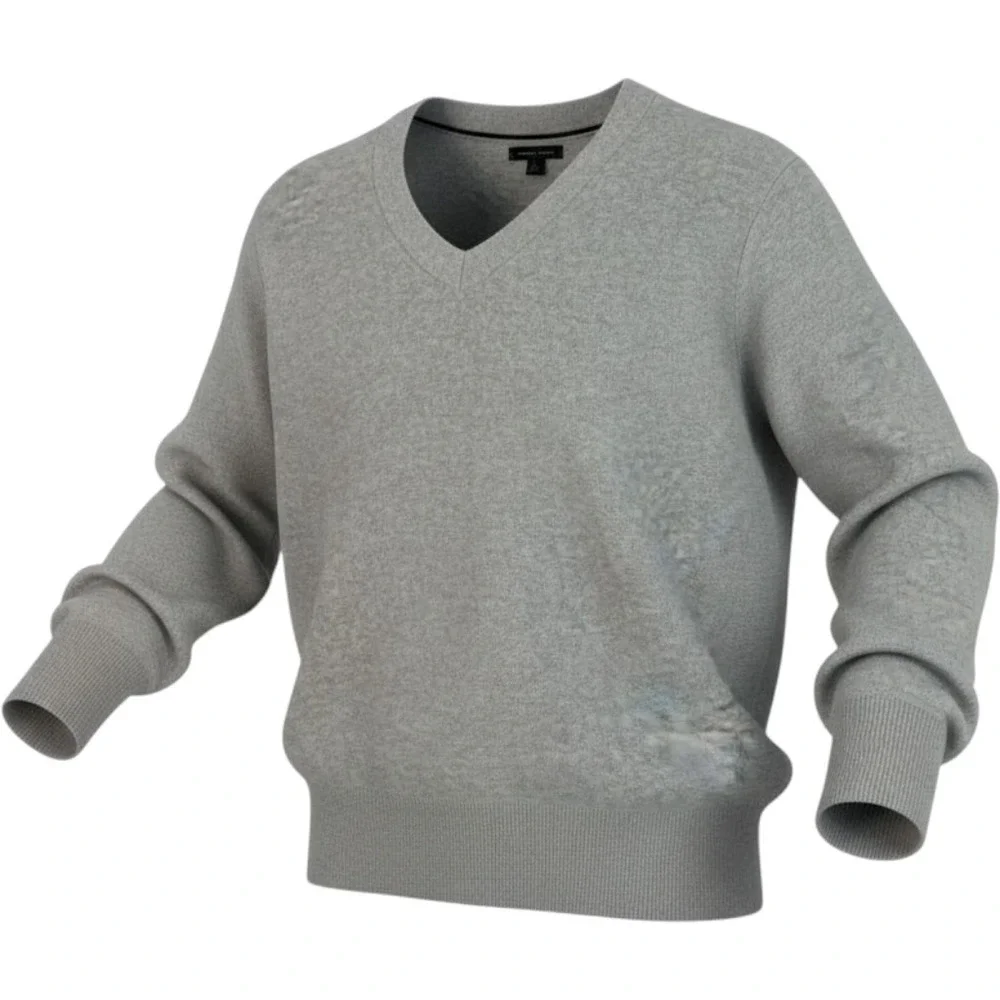 Tommy Hilfiger Mens Gray V-Neck Cotton Knit Pullover Sweater Size Large 982264